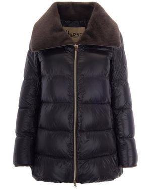 Herno Quilted Shawl Neck Jacket - Black