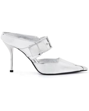 Alexander McQueen Metallic Tapered Toe Sandals - White