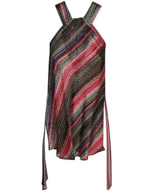 The Seafarer Asymmetrical Printed Shirt - Red