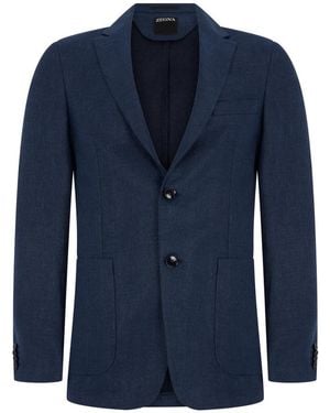 ZEGNA Notched Lapel Blazer - Blue