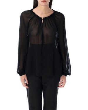 Tom Ford Silk Blouse With Drawstring - Black