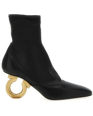 Ferragamo Solid Pointed Toe Boots - Black