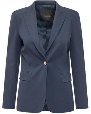Pinko Solid Notched Lapel Blazer - Blue