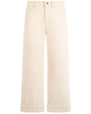 Moncler Straight Trousers Cotton Twill Cuff - Natural