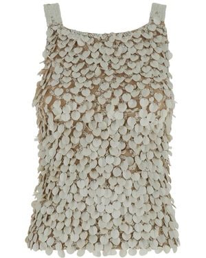 P.A.R.O.S.H. Embellished Scoop Neck Top - Natural