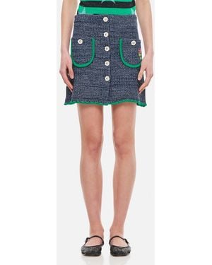 Cormio Front Button-Up Mini Skirt - Blue