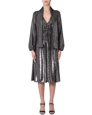 N°21 Embellished V Neck Midi Dress - Black