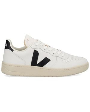 Veja Color Block Round Toe Sneakers - White