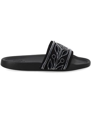 CASABLANCA Embroidered Slides - Black