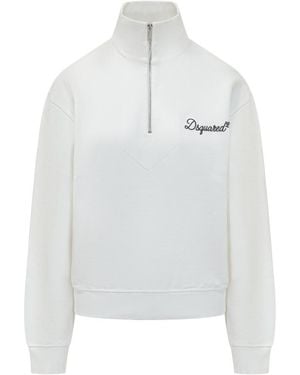 DSquared² Logo Mock Collar Sweatshirt - White