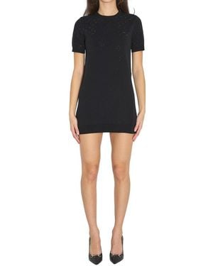 Gucci Embellished Crew Neck Mini Dress - Black