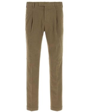 PT Torino Khaki Tapered Pleated Trousers - Green