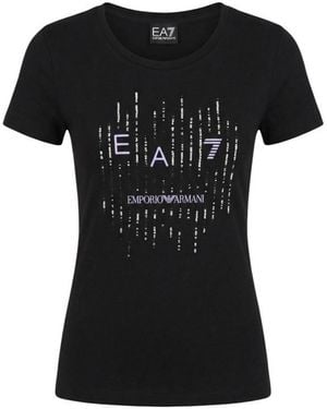 EA7 Graphic Logo Round Neck T-Shirt - Black
