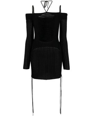 ANDREADAMO Knit Ribbed Mini Dress - Black
