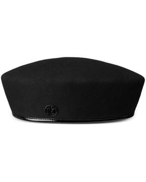 Maison Michel Logo Beret Hat - Black