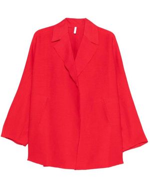 Boboutic Solid Notched Lapel Blazer - Red