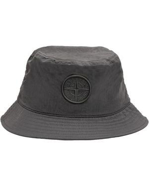 Stone Island Logo Solid Bucket Hat - Gray