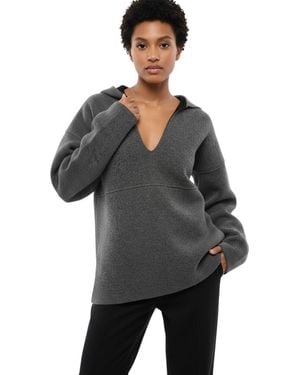Jil Sander Solid V Neck Sweater - Black