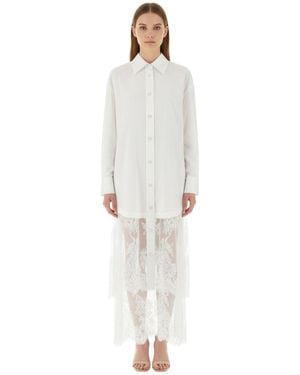 Zimmermann Lace Shirt Collar Maxi Dress - White