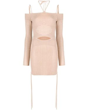 ANDREADAMO Knit Ribbed Mini Dress - Natural
