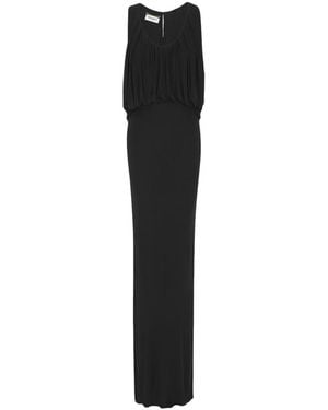 Saint Laurent Draped T-Shirt Gown For Ss23 - Black
