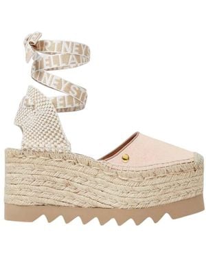 Stella McCartney Logo-Print Wedges - Natural