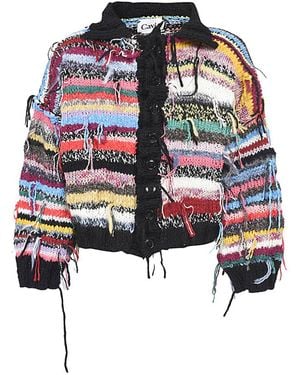 CAVIA Wool Crochet Oversized Cardigan - Blue