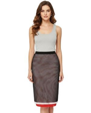 MSGM Stripes Calf Length Skirt - Black