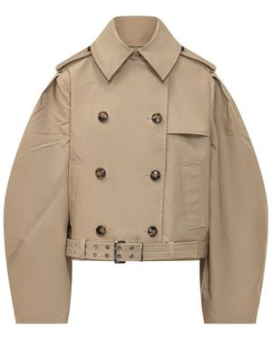 Ganni Solid Shirt Collar Jacket - Natural