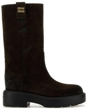 Miu Miu Suede Boots - Black