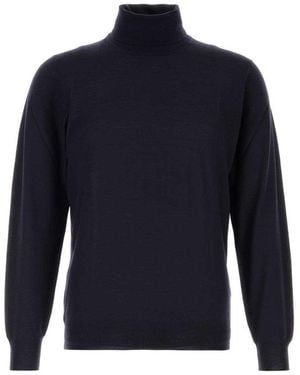 Fedeli Midnight Turtle Neck Jumper - Blue