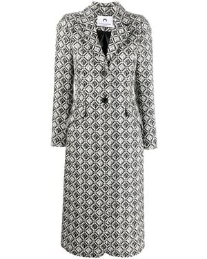 Marine Serre Moon Jacquard Tailored Coat - Gray
