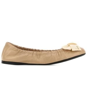 Prada Logo Ballet Flats - Natural