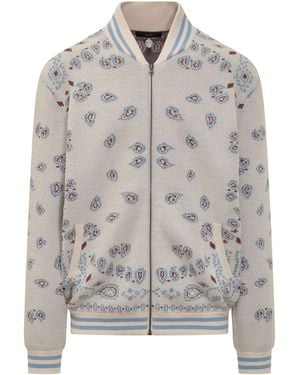 Alanui Paisley Band Collar Jacket - Gray