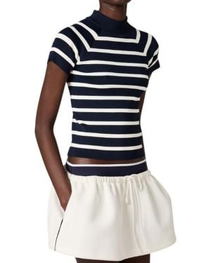 Miu Miu Stripes Mock Collar Sweater - Blue