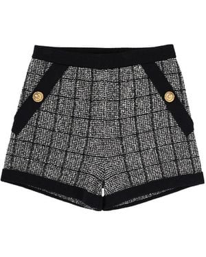 Balmain Tweed Checks Shorts - Black