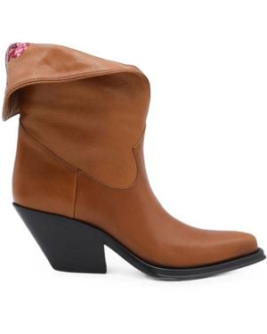 Chloé Embroidered Azelan Boots - Brown