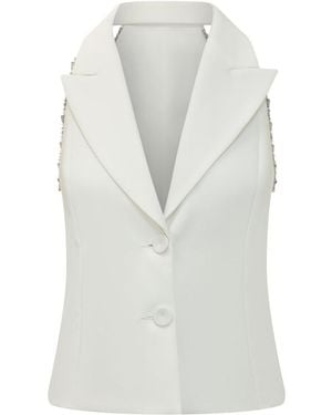 Pinko Structured Gilet With Revers - White