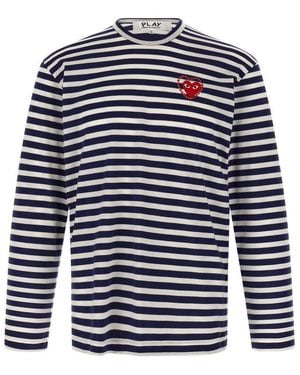 Comme des Garçons Logo Patch Stripes T-Shirt - Blue