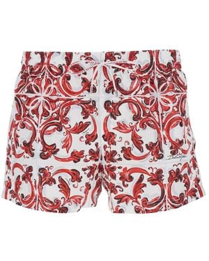 Dolce & Gabbana Printed Swim Shorts - Red