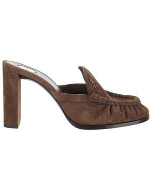 Saint Laurent Suede Mules - Brown