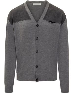 Lanvin Color Block Cardigans - Gray