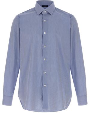 Barba Napoli Light Striped Shirt - Blue
