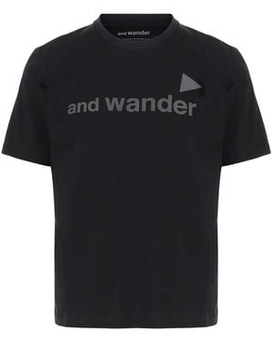 and wander Crew Neck T-Shirt - Black