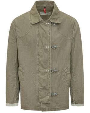 Fay Solid Shirt Collar Jacket - Green
