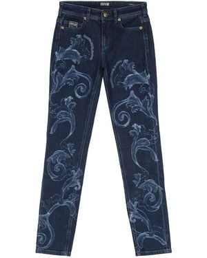 Versace Jeans Couture Printed Denim Jeans - Blue