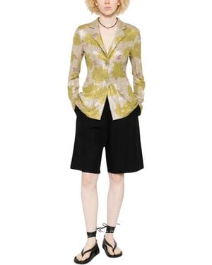 Siyu Floral Notched Lapel Blazer - Green