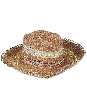Exquisite J Raffia Fedora Hat - Brown