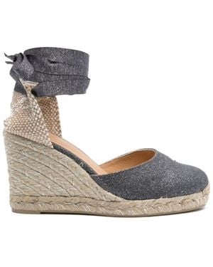 Castañer Castañer Carina Raffia Wedge Espadrilles - Gray