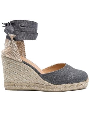 Castañer Carina Raffia Wedges - Gray